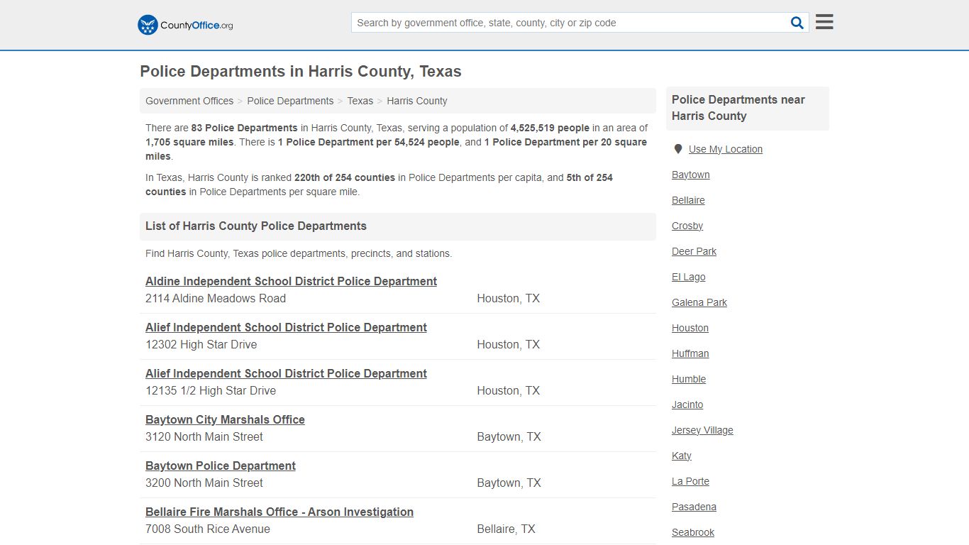 Police Departments - Harris County, TX (Arrest Records & Police Logs)